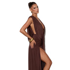Damen Elegantes tief ausgeschnittenes Abendkleid mit Raffung