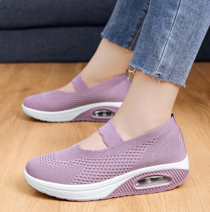 Damen atmungsaktive Slip-On Sneakers mit elastischem Riemen R&B