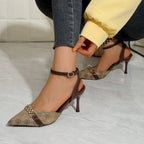 Damen Elegante Slingback High-Heel Sandalen mit modischem Dekor R&B