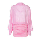 Damen Transparente Bluse mit Drapierungen R&B