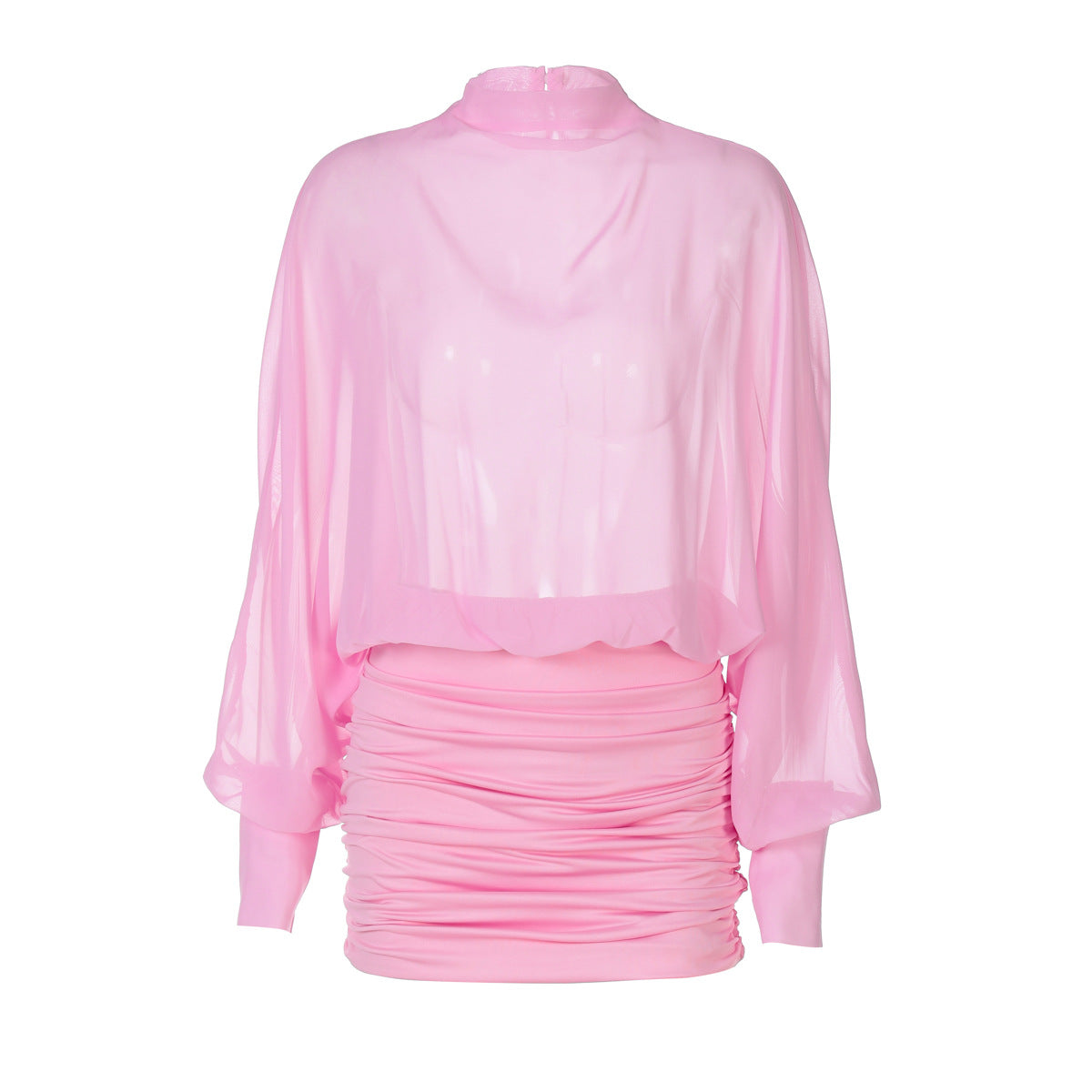 Damen Transparente Bluse mit Drapierungen R&B