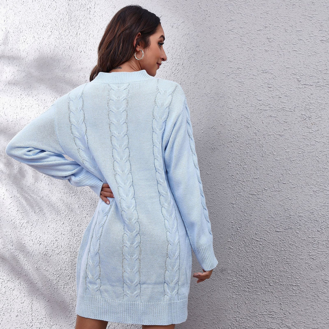 Damen Strickkleid mit Zopfmuster und lässigem Schnitt R&B