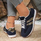 Damen Sportliche Sneaker mit atmungsaktiven Mesh-Einsätzen und modischem Metallic-Detail R&B