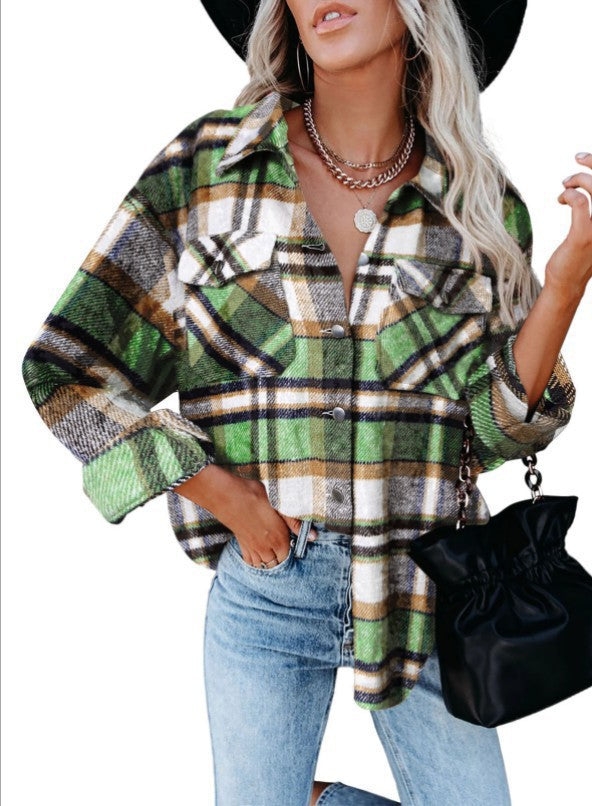 Damen Karobluse mit aufgesetzten Taschen und modernem Schnitt R&B