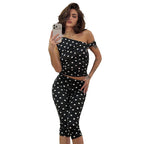 Damen sexy Polka-Dot Oberteil und Leggings Set R&B