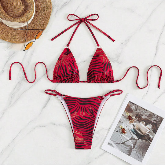 Damen Triangel-Bikini mit trendy Tierdruck R&B