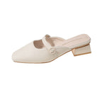 Damen elegante Mules mit schickem Riemendesign