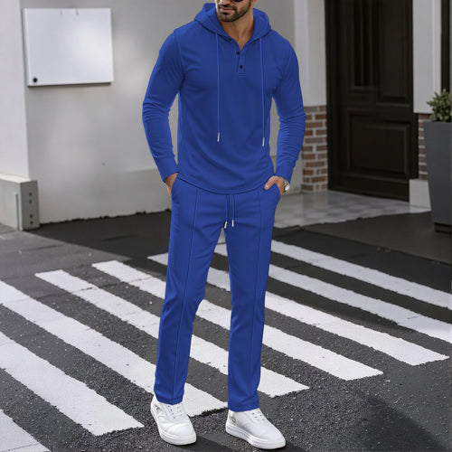 Herren Sportliches Zweiteiler Set mit atmungsaktivem Kapuzenoberteil und schlanker Jogginghose R&B