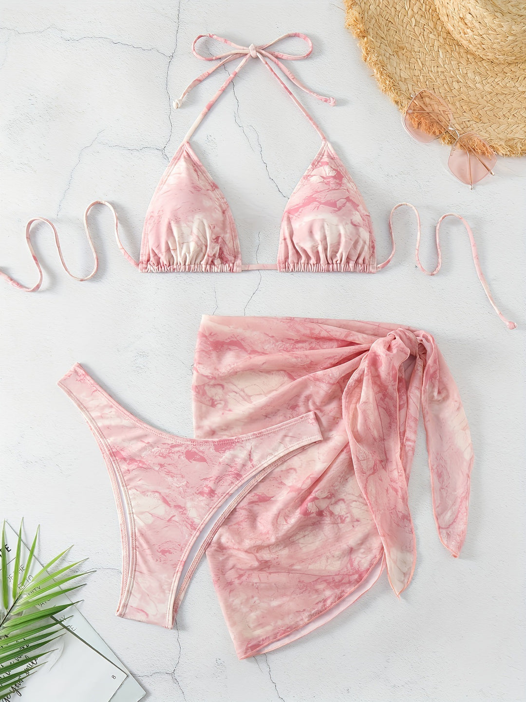 Damen Triangel-Bikini-Set mit elegantem Wickelsarong R&B