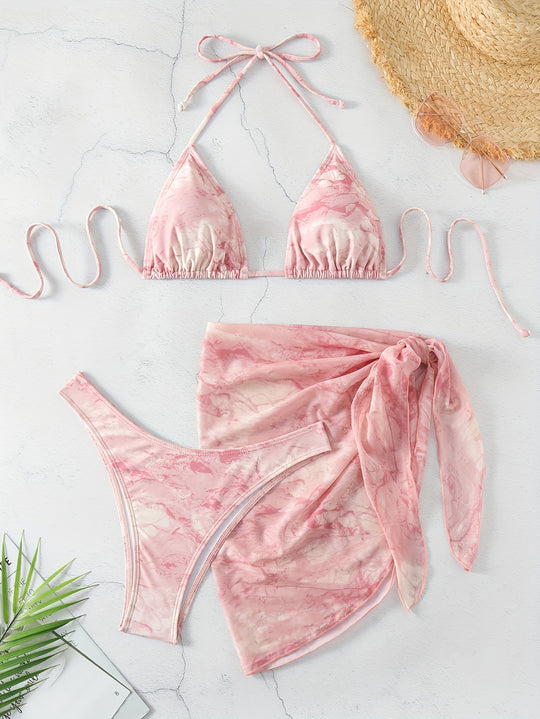 Damen Triangel-Bikini-Set mit elegantem Wickelsarong R&B