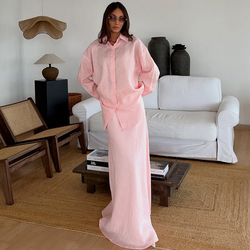 Damen lässiges Leinen-Loungewear-Ensemble R&B