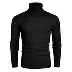 Herren Rollkragenpullover aus elastischem Strickmaterial mit feinem Rippendesign