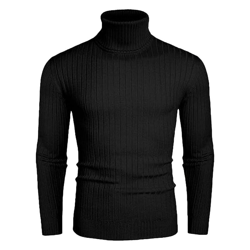 Herren Rollkragenpullover aus elastischem Strickmaterial mit feinem Rippendesign