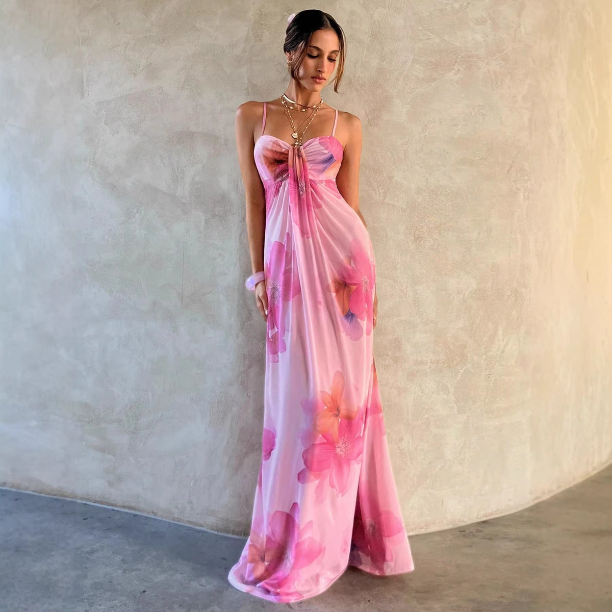 Damen Maxikleid mit floralem Design R&B