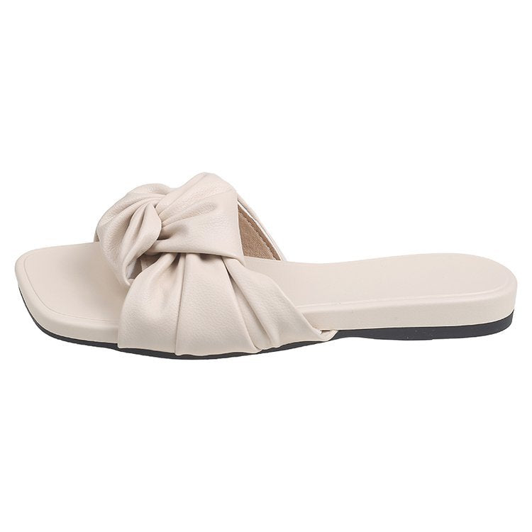 Damen flache Pantoletten mit modischem Knotendesign R&B