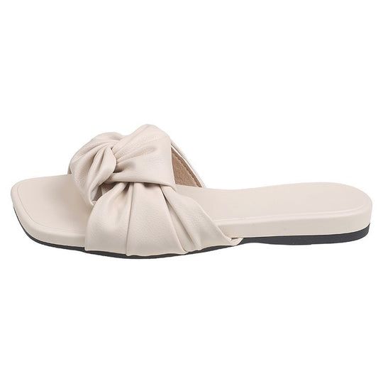 Damen flache Pantoletten mit modischem Knotendesign R&B
