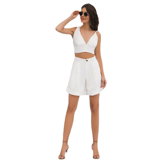 Damen Crop-Top und Shorts Set R&B
