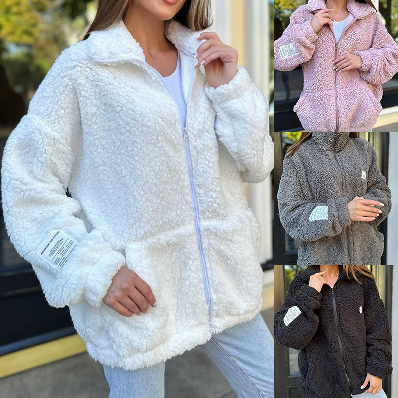 Damen Fleecejacke mit weichem Innenfutter und hoher Kragen R&B