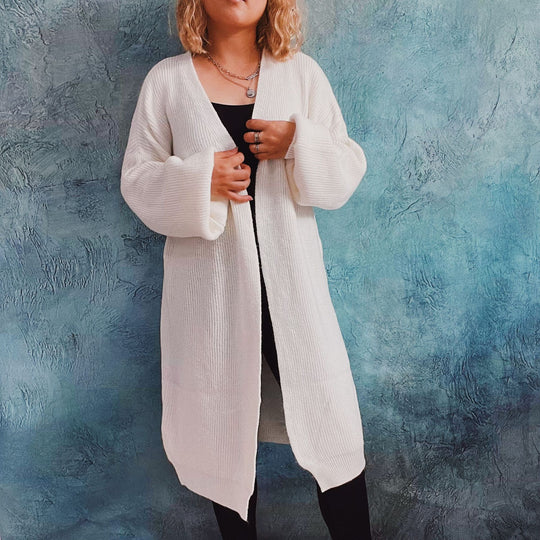 Damen Oversized Strickjacke mit tiefem V-Ausschnitt und lässigem Schnitt R&B