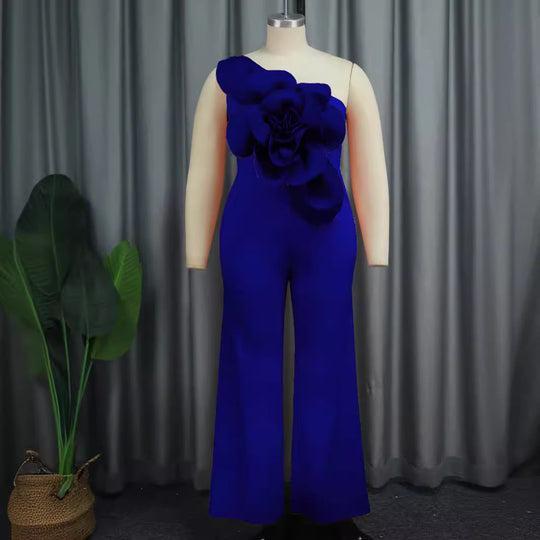 Damen eleganter Overall mit großem Blumenakzent R&B