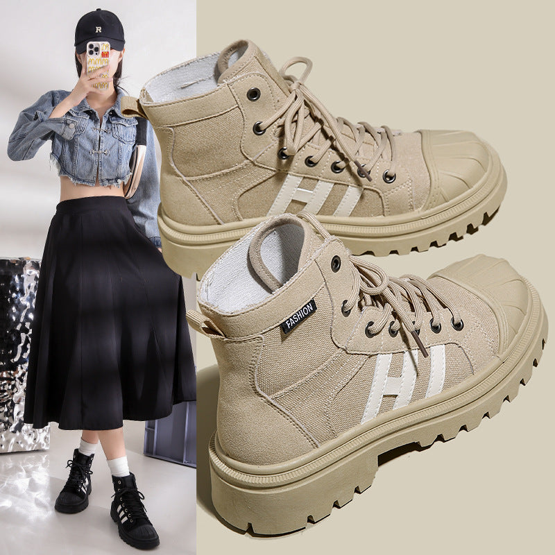 Damen Hochformat Sneaker aus robustem Textil mit trendiger Profilsohle R&B