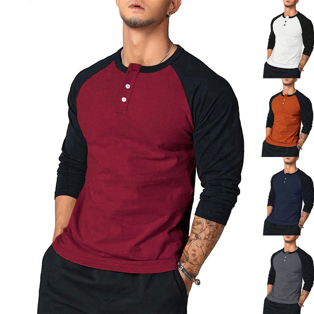 Herren klassisches Langarmshirt im Vintage-Stil mit unterstützenden Kontrastärmeln R&B