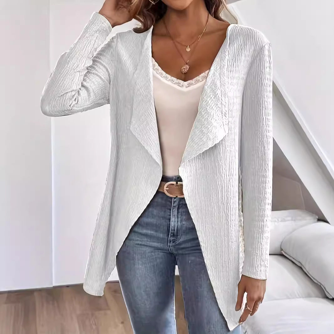 Damen eleganter Cardigan mit asymmetrischem Schnitt und strukturierter Oberfläche R&B