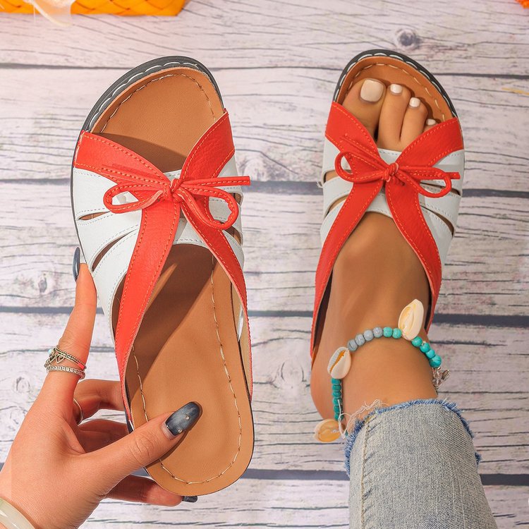 Damen Bequeme und modische Sandalen mit Schleifen-Detail R&B