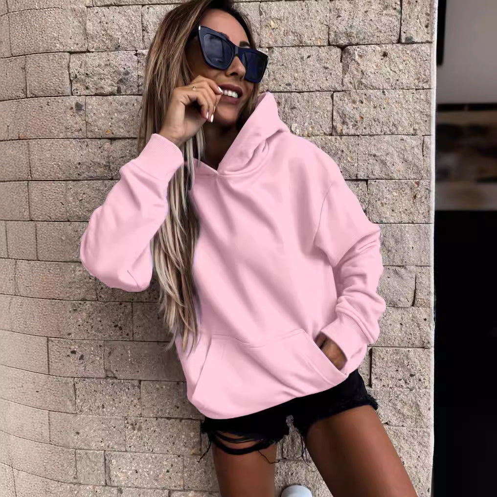 Damen Kapuzenpullover mit weichem Fleece-Innenfutter und lässigem Schnitt R&B