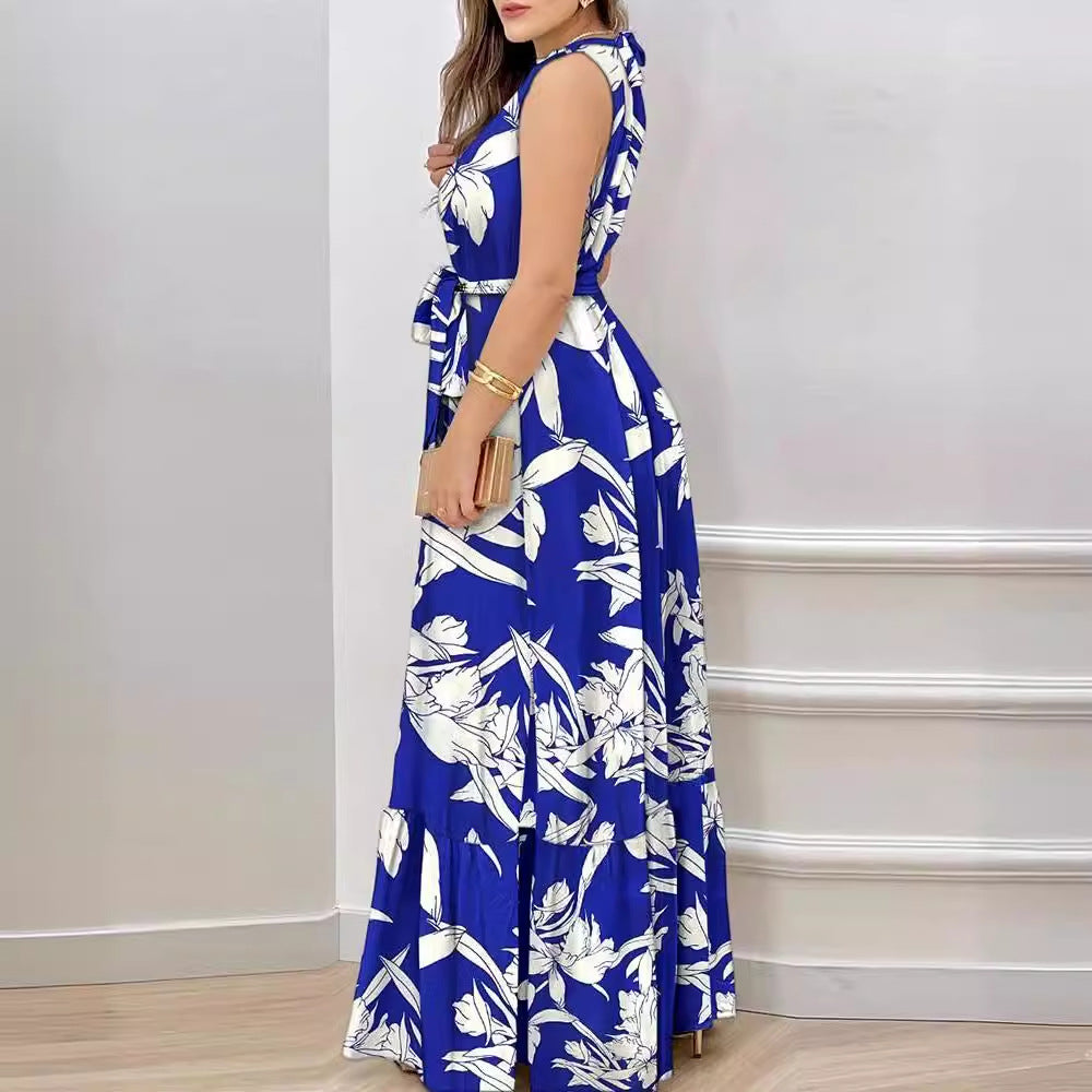Damen Langärmliges Maxikleid mit floralem Muster und tailliertem Schnitt R&B