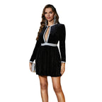 Damen Glamouröses Mini-Kleid mit tiefem Ausschnitt und funkelnden Akzenten R&B