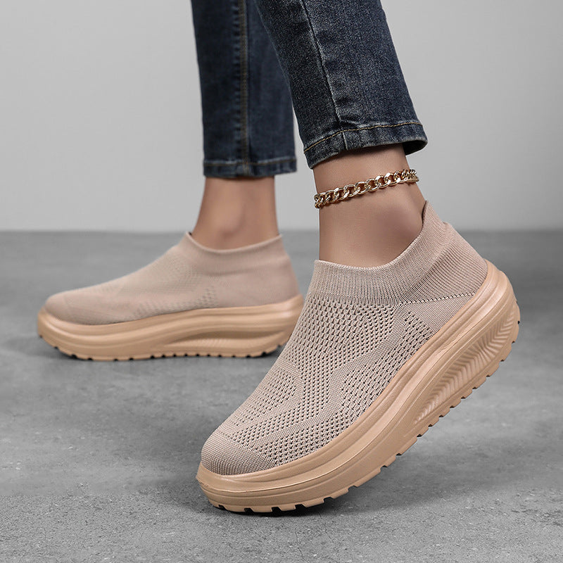Damen bequeme Slip-On Sneakers mit atmungsaktivem Obermaterial