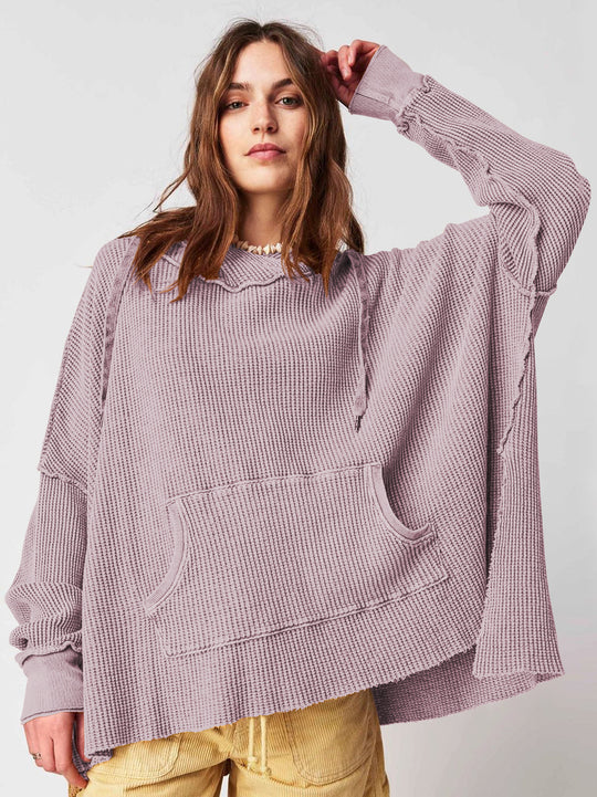 Damen Lässiger Hoodie mit strukturiertem Design und praktischer Kängurutasche R&B