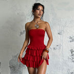 Damen Rüschensommerkleid mit schulterfreiem Design R&B