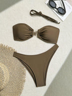 Damen Bandeau-Bikini mit dekorativem Schmuckdetail R&B