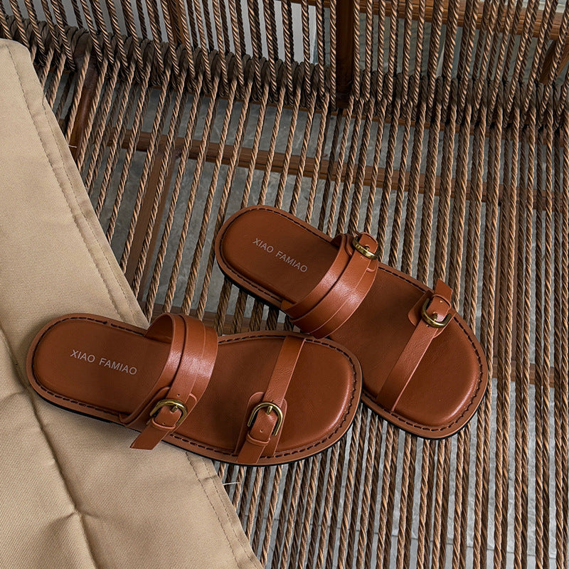 Damen elegante Komfort-Pantoletten mit verstellbarem Riemen und ergonomischer Sohle R&B