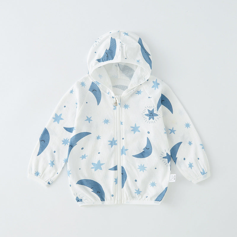 Unisex nan leichte atmungsaktive Kapuzen-Zip-Jacke aus Musselin für Babys mit Hasenmotiv R&B