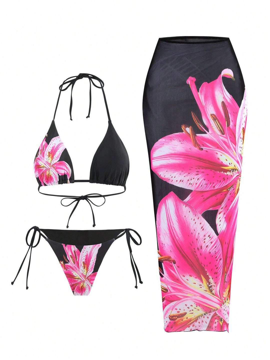 Damen Strand-Bikini-Set mit lässigem Maxi-Rock R&B