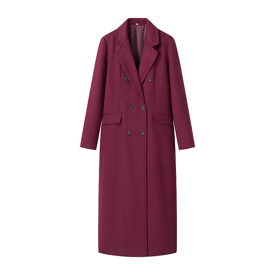 Damen eleganter langarm Mantel im Doppelreiher-Stil R&B