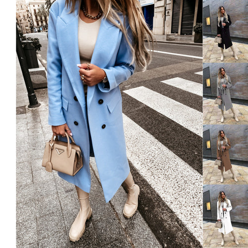 Damen Eleganter und zeitloser Wool Coat mit Doppelreiher R&B