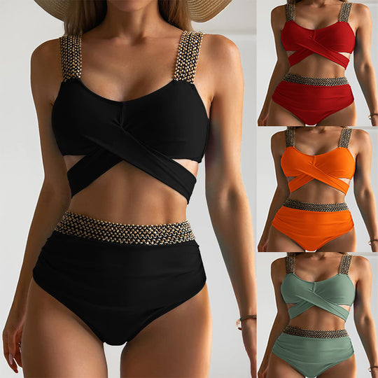 Damen Hochgeschnittener Bikinisuit mit glamourösen Details R&B