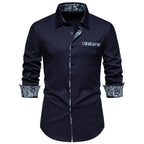 Herren elegantes Langarmhemd mit Leopardenmuster