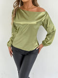 Damen elegante Off-Shoulder Bluse mit weiten Ärmeln R&B