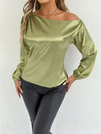 Damen elegante Off-Shoulder Bluse mit weiten Ärmeln R&B