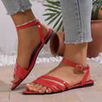 Damen Flache Sandalen mit elegantem Riemendesign und komfortabler Fußbettgestaltung