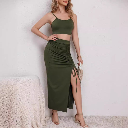 Damen Crop-Top und Maxirock Set im eleganten Design R&B