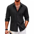 Herren elegante Langarmbluse mit feinem Streifenmuster R&B