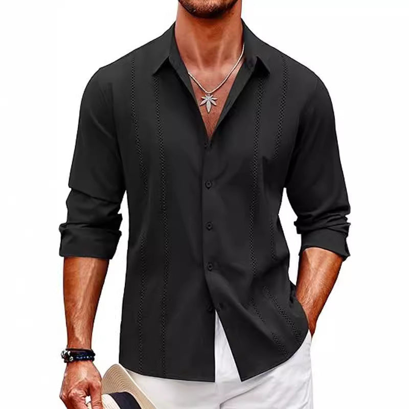 Herren elegante Langarmbluse mit feinem Streifenmuster R&B