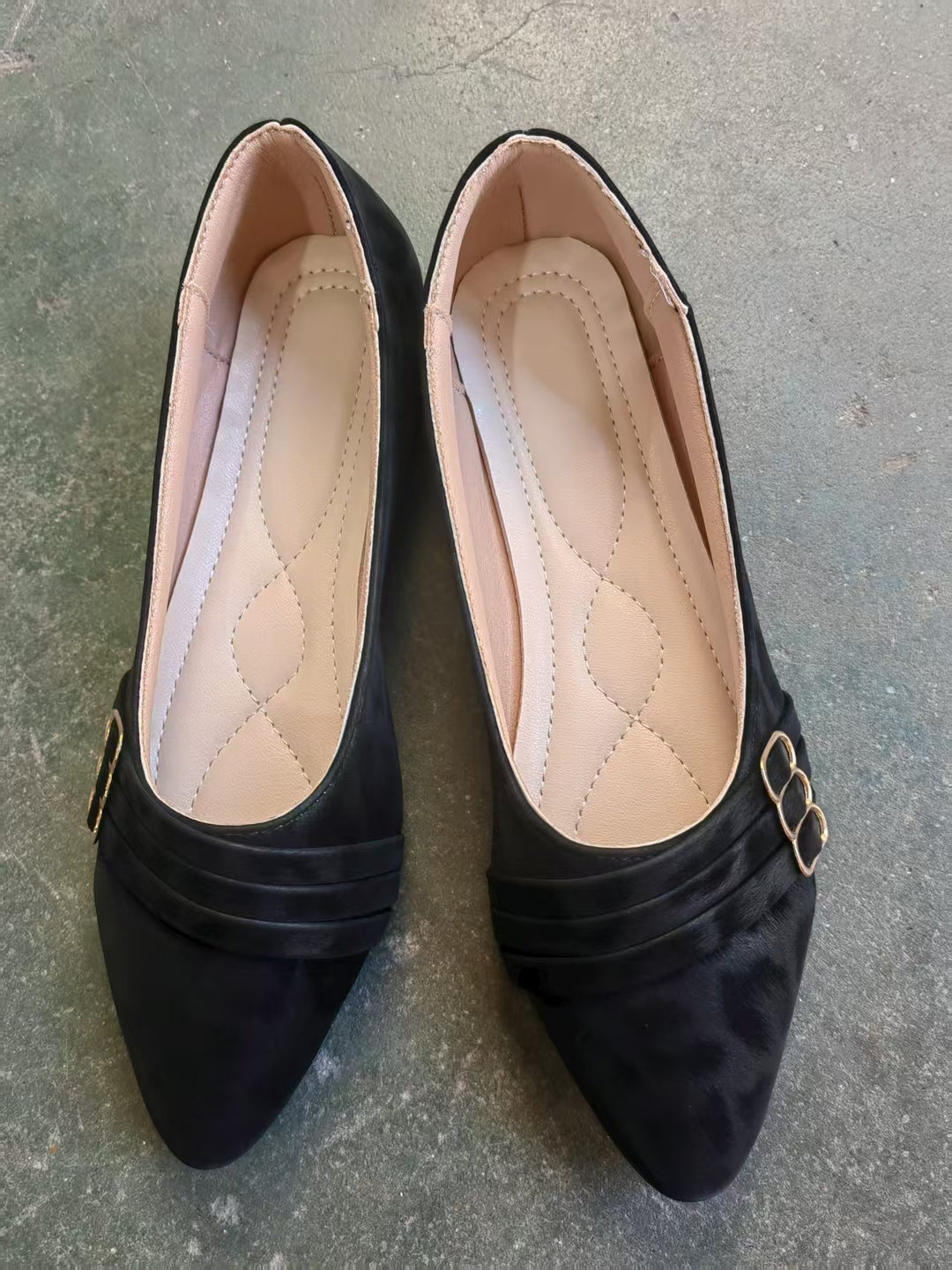 Damen elegante spitze Ballerinas mit dekorativem Schnallen-Design R&B