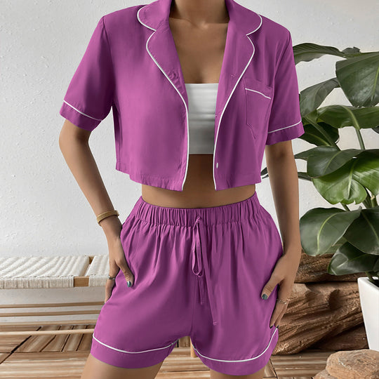 Damen lässiges Kurzarm Schlafanzug Set mit elastischem Bund R&B